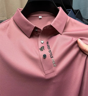 Marca high-end gelo seda manga curta camisa polo masculina